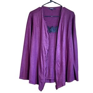 Briggs Size 8 Plum Knit Cardigan‎ Sweater set with Black Lace tank atttached.